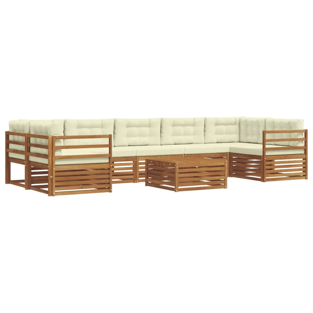 Set di divani da esterno con cuscino 8 pcs Naturale e Crema
