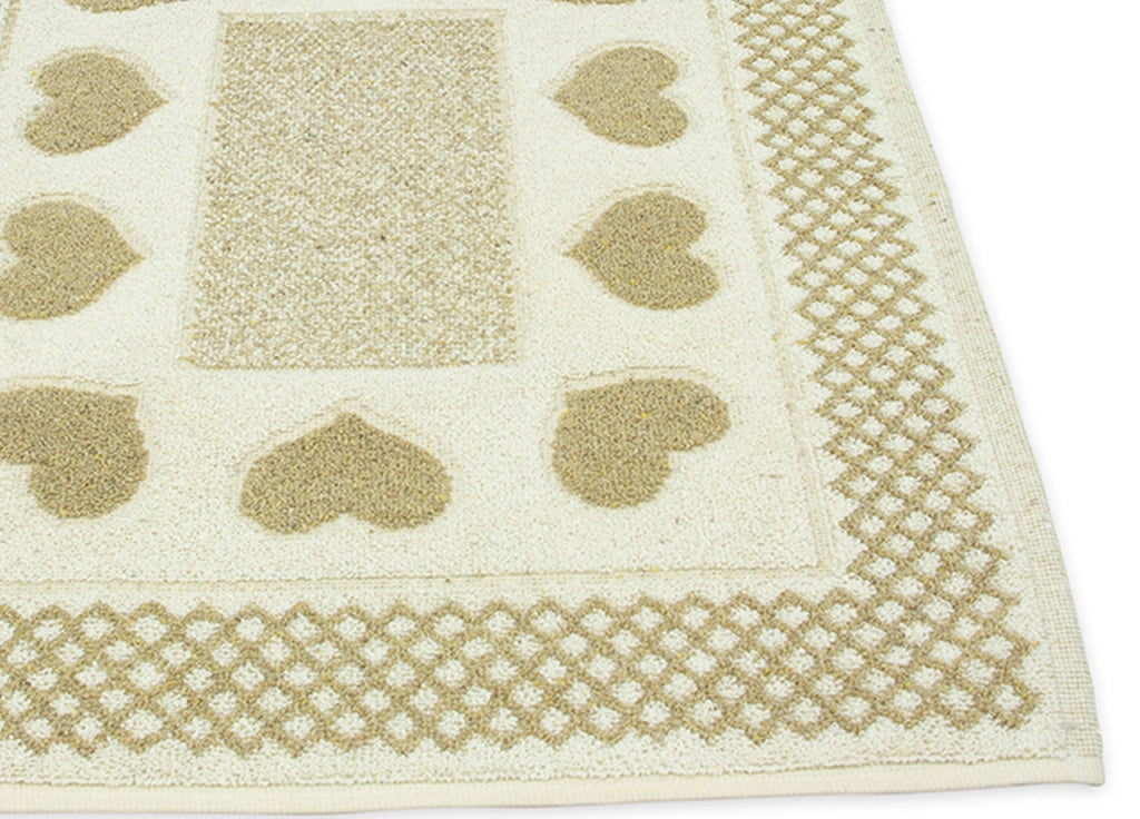 Tappeto Bagno Doccia Spugna Tappetino Assorbente Cotone Pelo Corto Mod. Love O.B - 60x120 - Beige