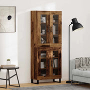 Credenza 2 pz-Set di 2 Buffet-Armadio da cucina Legno vecchio Legno Stratificato e Vetro 703532