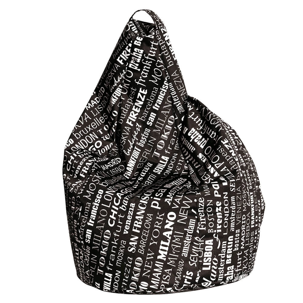Poltrona a Sacco Pouf in Poliestere Big City Nero Avalli