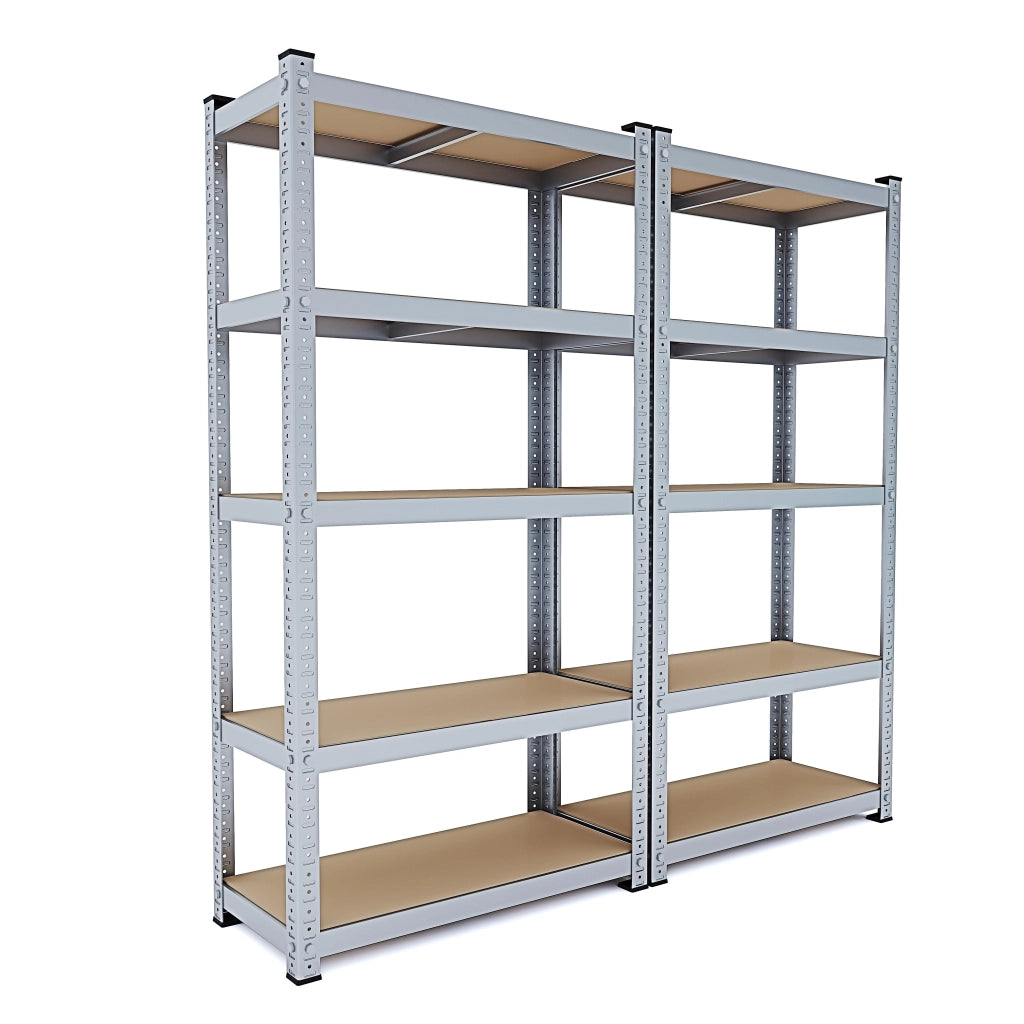 Set Di 3 Scaffali In Metallo E MDF Ad Alta Portata Fino A 875 Kg Con 5 Ripiani Regolabili Ideale Per Garage Officina Cantina Capannone Magazzino Design Modulare 180 X 90 X 40 Cm