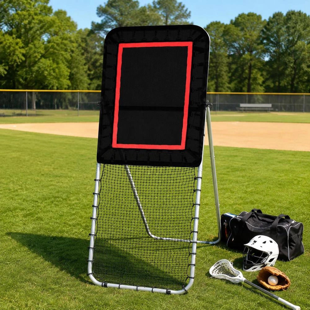 Collapsible Lacrosse Rebounder For The Backyard, 90 X 240 Cm Volleyball Return Net, Pitchback/throwback/baseball/softball Return Training Screen, Adjustable Angle, Shooting Practice Wall, Black