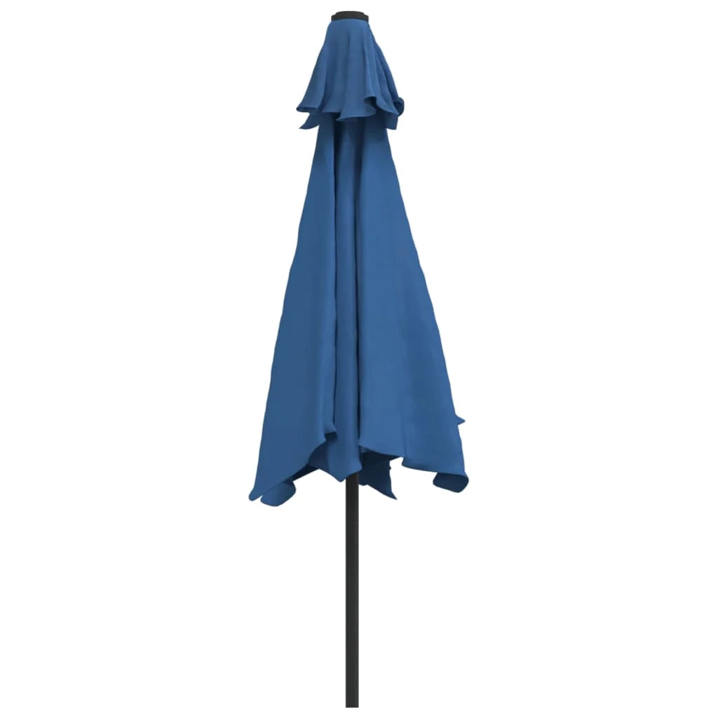 Ombrellone da esterno con led e palo in acciaio 300 cm blu 02_0008174