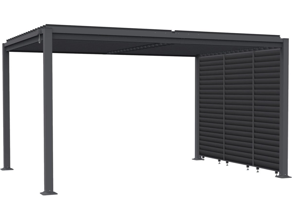 Pergola bioclimatica "Howard" con 3 lamelle in acciaio zincato - 3 x 4 m - Grigio