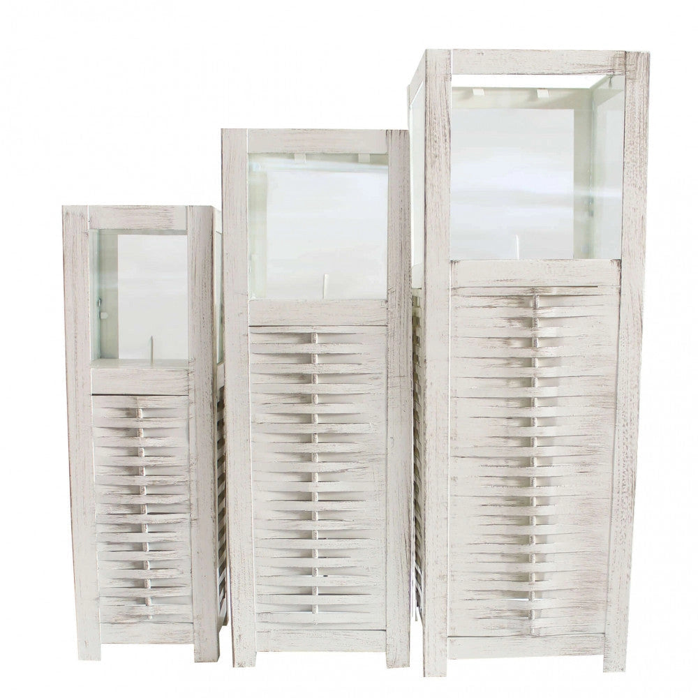 Set 3 Lanterne Marie in Acciaio Bianco