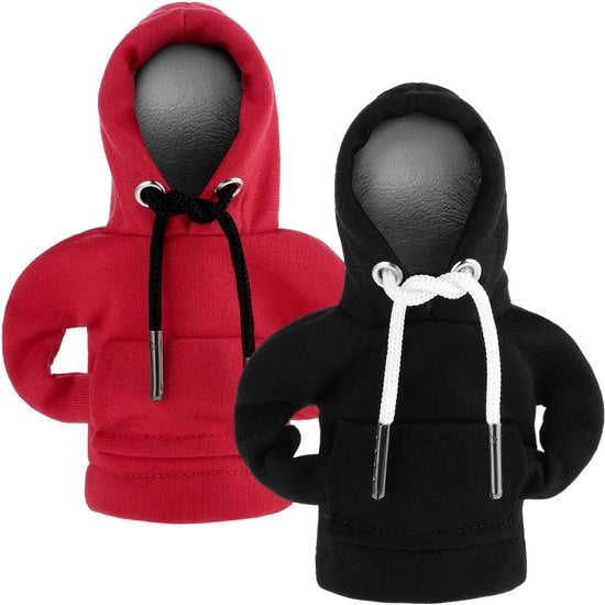 Accessori per Auto - Hoodie per Versnellingspook - 2 Pezzi - Manopola per Cambio - Manopola con Grappolo - Accessori per Auto - Fibra di Poliestere - Nero/Rosso - Maniglia per Cambio