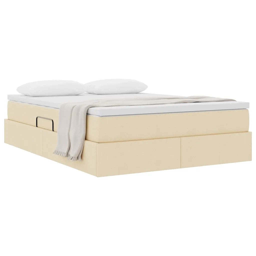 Letto con contenitore e materasso Crema 140 x 190 cm Poliestere