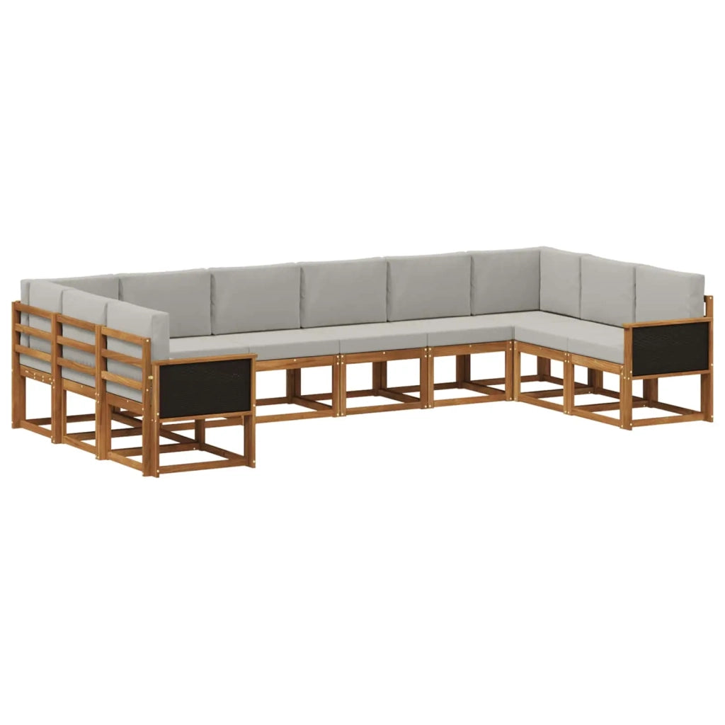 Set di divani da esterno 10 pcs Naturale e Grigio Chiaro 3385562
