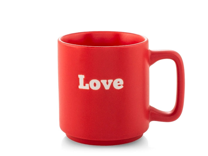 Tazza in Ceramica rossa con Scritta "Love"  Capacità 320 cc