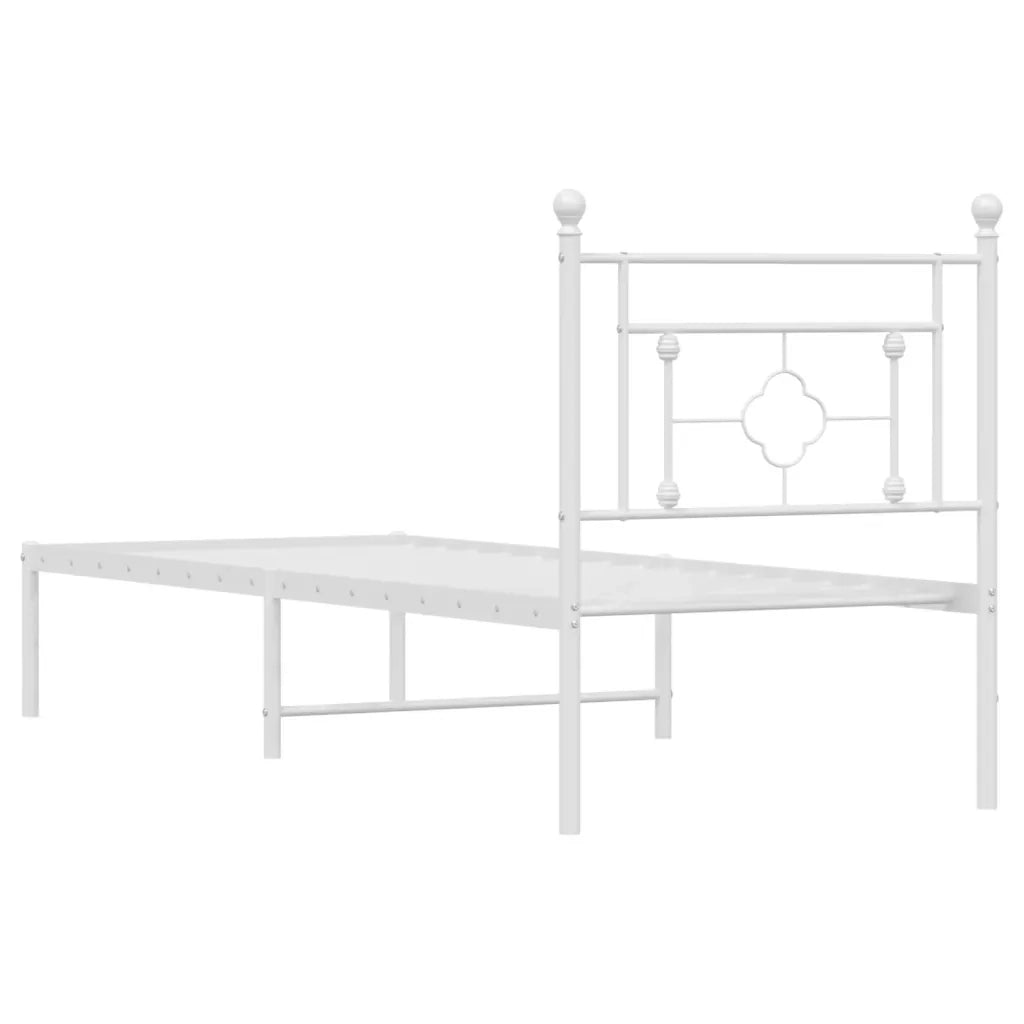 Giroletto con Testiera-Struttura Letto con testiera Metallo Bianco 80x200 cm 590085
