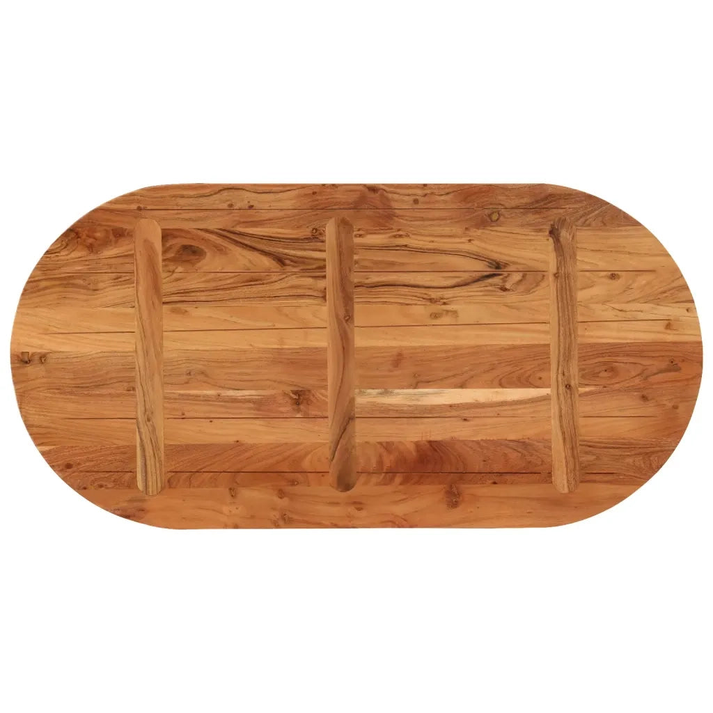 Piano Tavolo 100x50x2,5 cm Ovale in Legno Massello di Acacia 370086