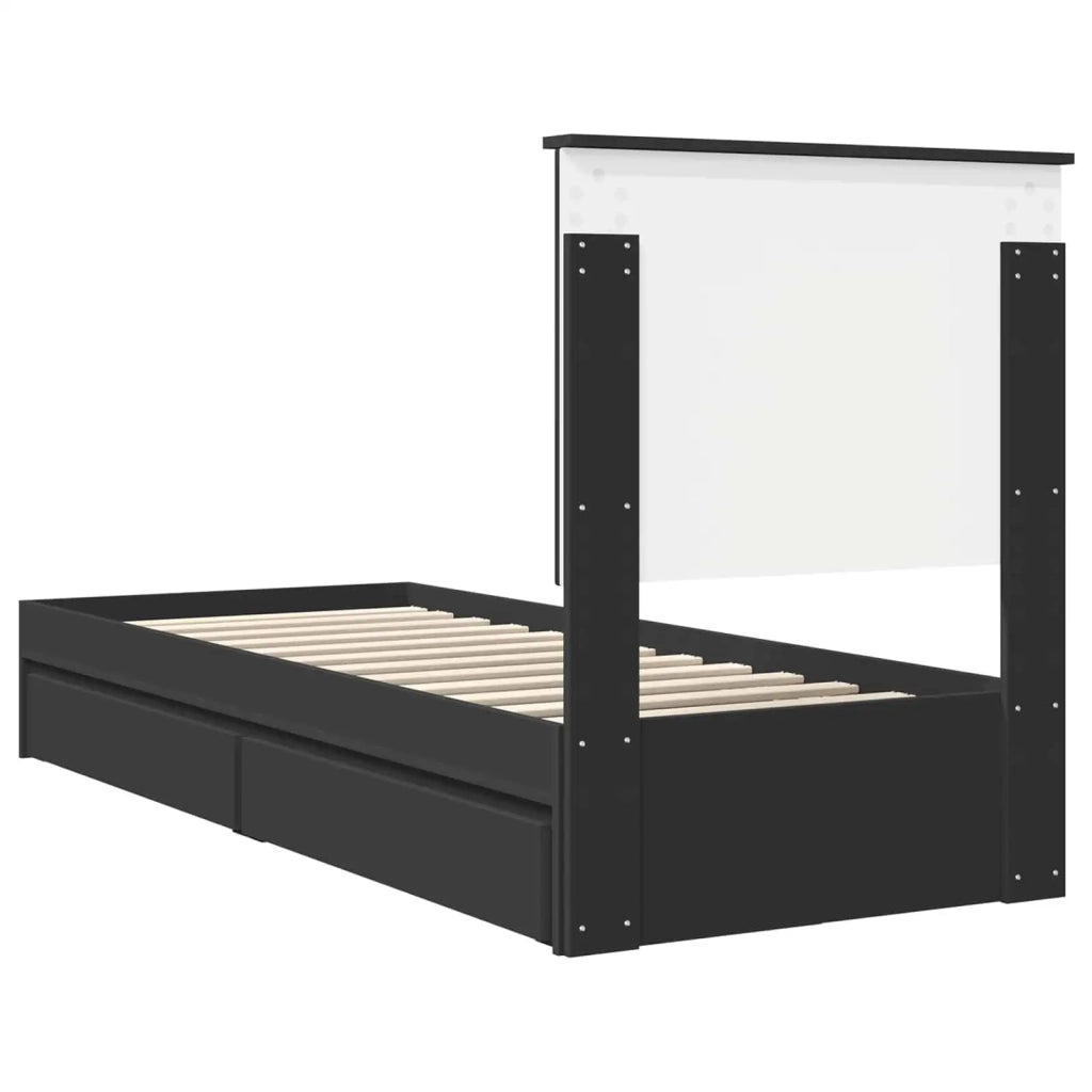 Letto con Contenitore Nero 75 x 190 cm Legno multistrato 3411258