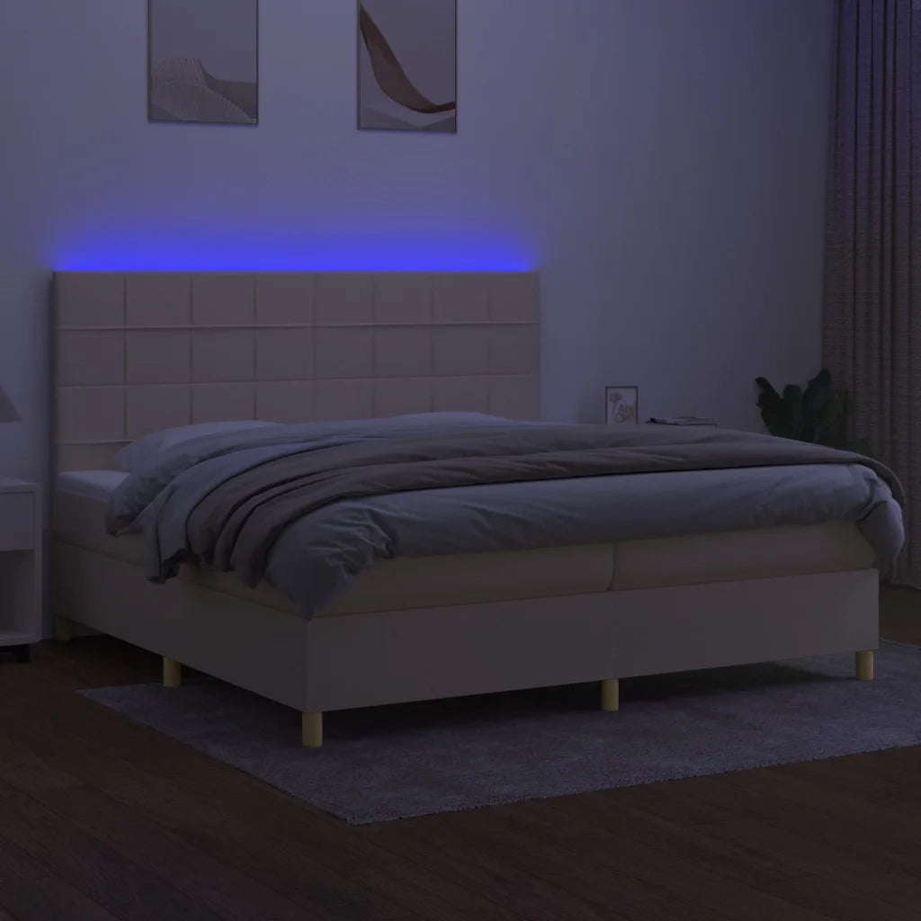 Letto a Molle Materasso e LED bianco 200x200cm in Tessuto cod mxl 63091
