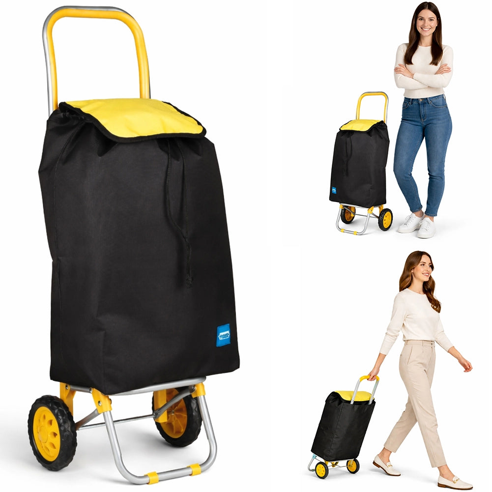Carrello Spesa Termico 35LT Trolley Frigo 2 Ruote Pieghevole Leggero Giallo