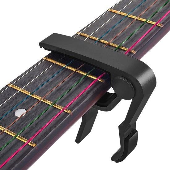 Capodaster per Chitarra Acustica, Western e Ukulele - Accessori per Chitarra di Alta Qualità (Nero)