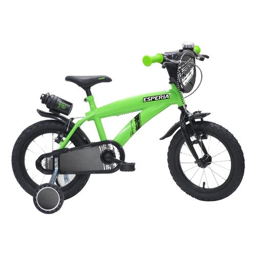 Bicicletta esperia 23571 bimbo flash con rotelle e accessori verde
