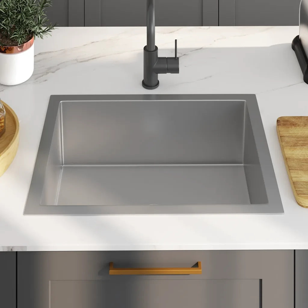 Lavello da Cucina Lavorato a Mano con Filtro in Acciaio Inox 145078