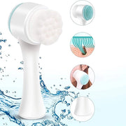 Set di 2 spazzole per la pulizia manuale del viso, spazzola per la pulizia del viso 2 in 1, spazzola esfoliante a doppia faccia in silicone, sistema di pulizia profonda con keratina per il viso