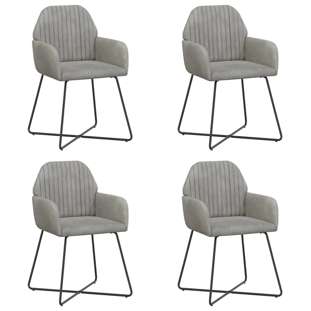 Sedie da pranzo 4 pz Velluto Grigio Chiaro 55 x 50 x 84 cm 3428373