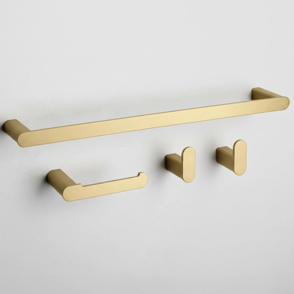 Set Accessori Da Bagno Mati Brush Gold 4 Pezzi