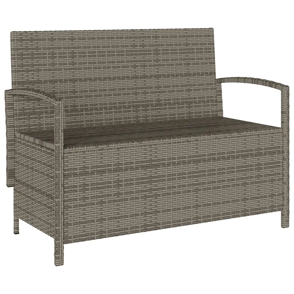 Panca Portaoggetti da Giardino con Cuscino Grigio in Polyrattan 4104218