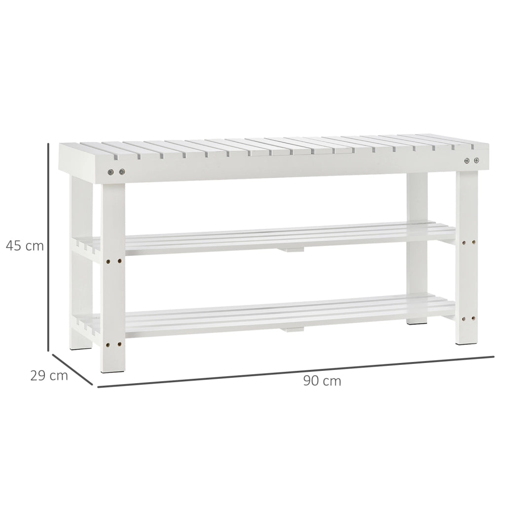 Scarpiera in Legno con Ripiano e Compartimento Nascosto ¨C Zephmum ¨C 90x29x45 Bianco