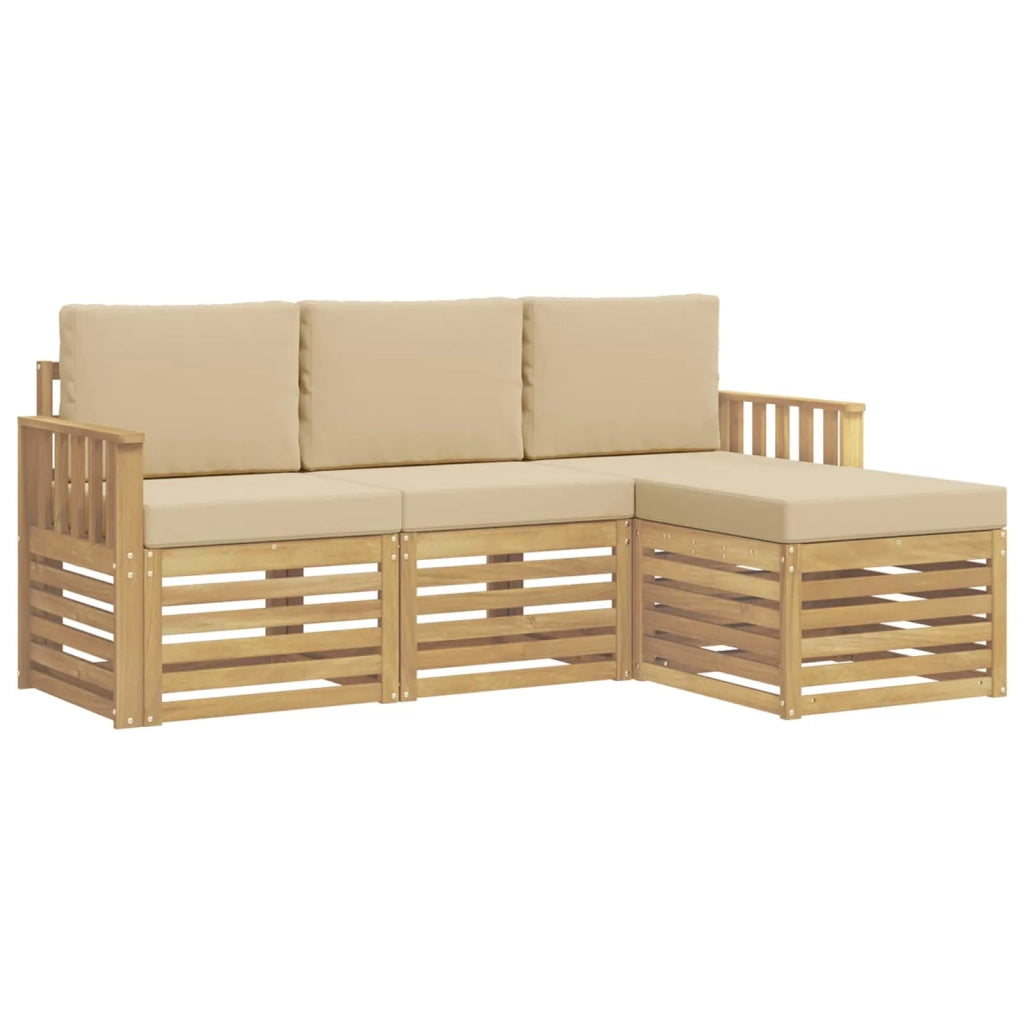 Set di divani da esterno 4 pcs Bianco e Beige