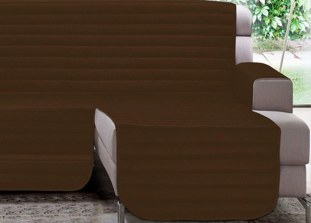 Copridivano Trapuntato Per Divani Con Penisola Modello Simpaty - 190 cm - Marrone