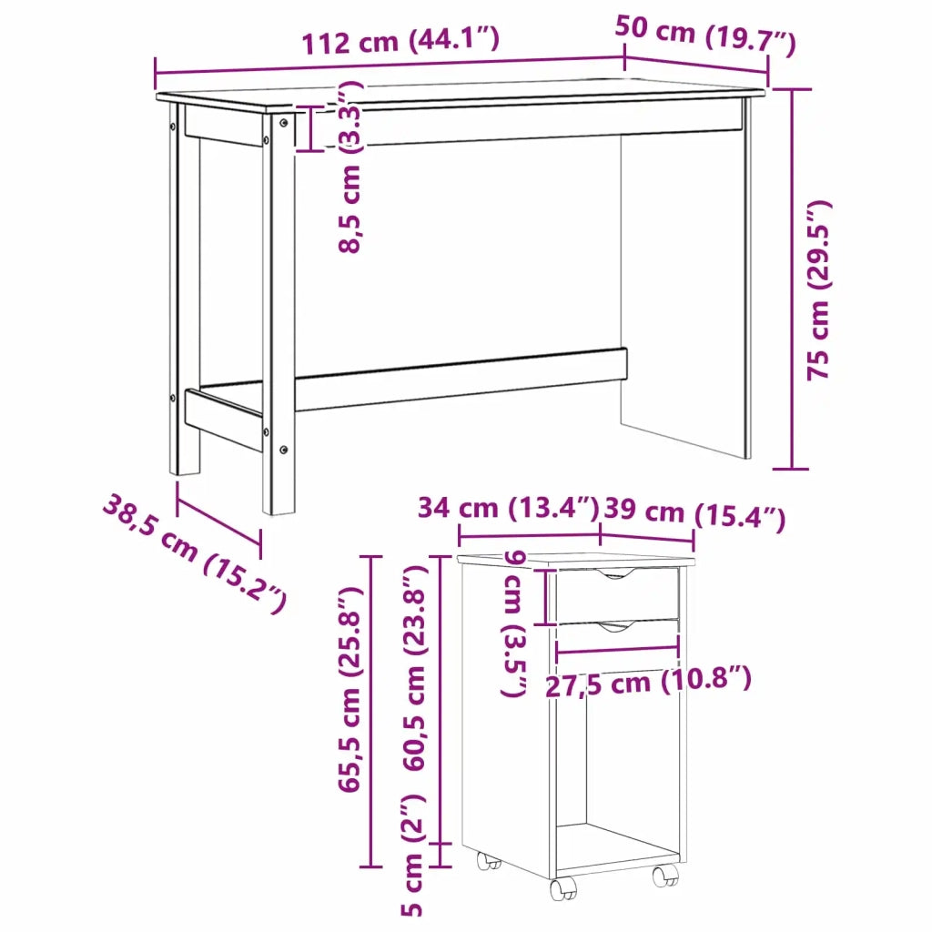 Set di Scrivania e Armadietto 2 pz Marrone 3438779