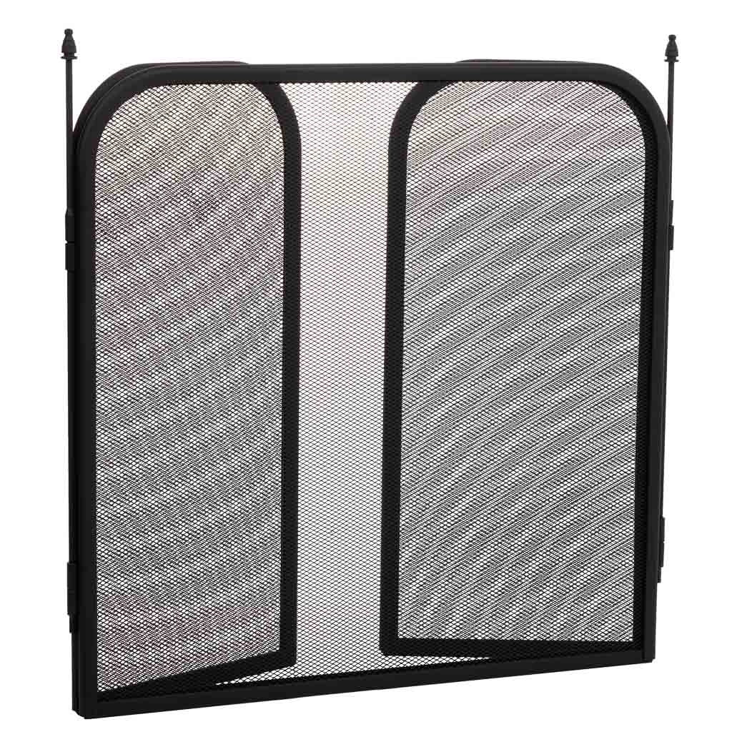 Paravento per camino in metallo nero 97x02x53h cm