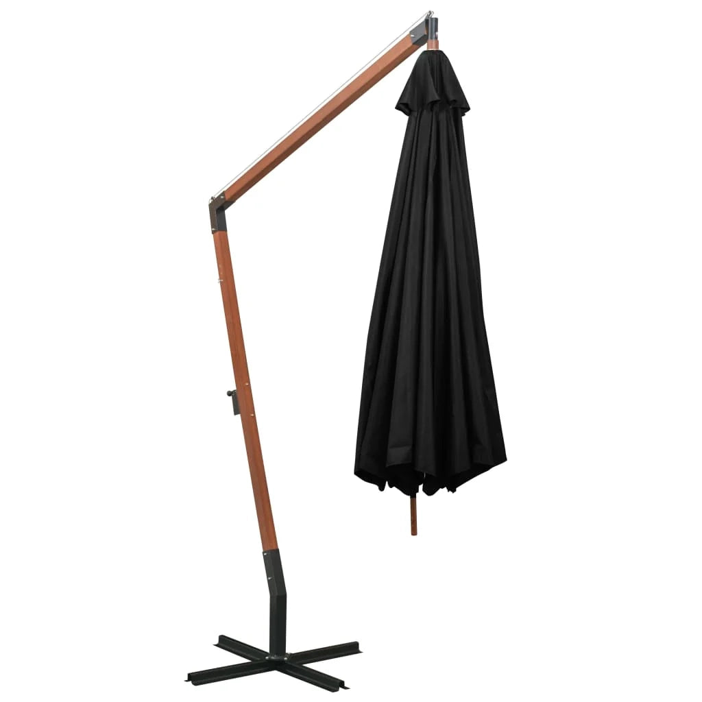 Ombrellone a sospensione con palo 3,5 x 2,9 m legno massello di abete nero 02_0008715
