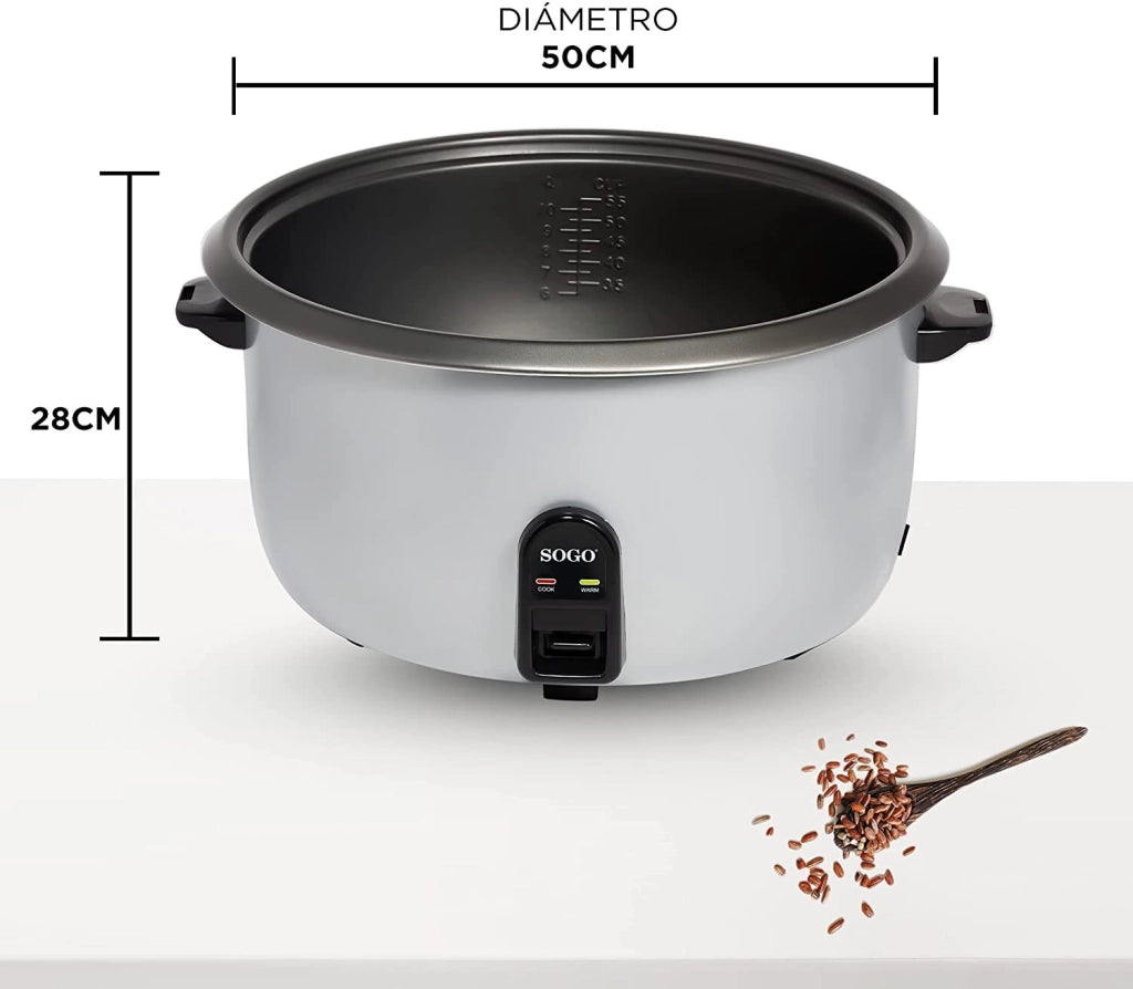 Cuociriso elettrico 10 litri capacità 55 tazze, pentola antiaderente removibile, 2950W mantenimento calore - SOGO