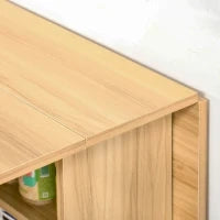 Tavolo da Pranzo Pieghevole, Tavolo a Ribalta per 4-6 Persone, Tavolo da Cucina Salvaspazio Moderno con 2 Ripiani e 2 Ruote, in Legno, 140x80x74 cm, Color Legno