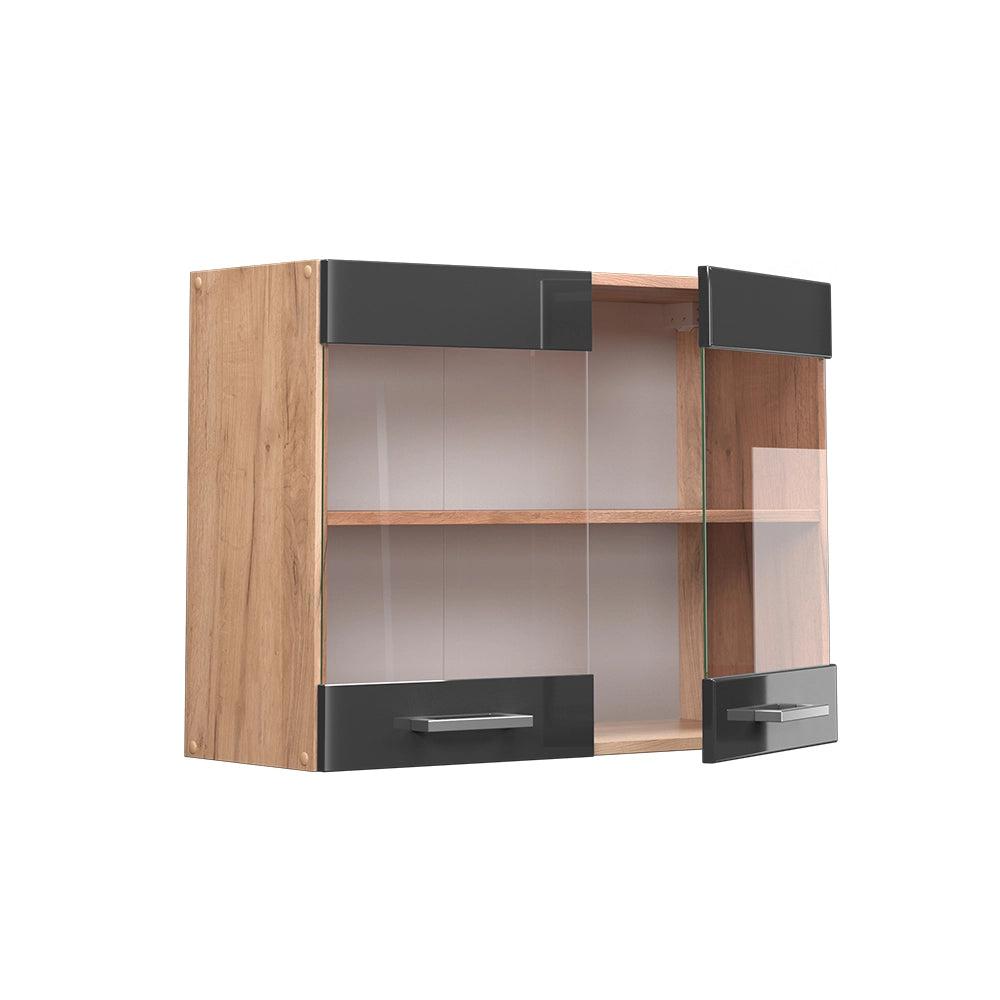 Vicco Mobile da cucina in vetro Antracite lucido 80 cm