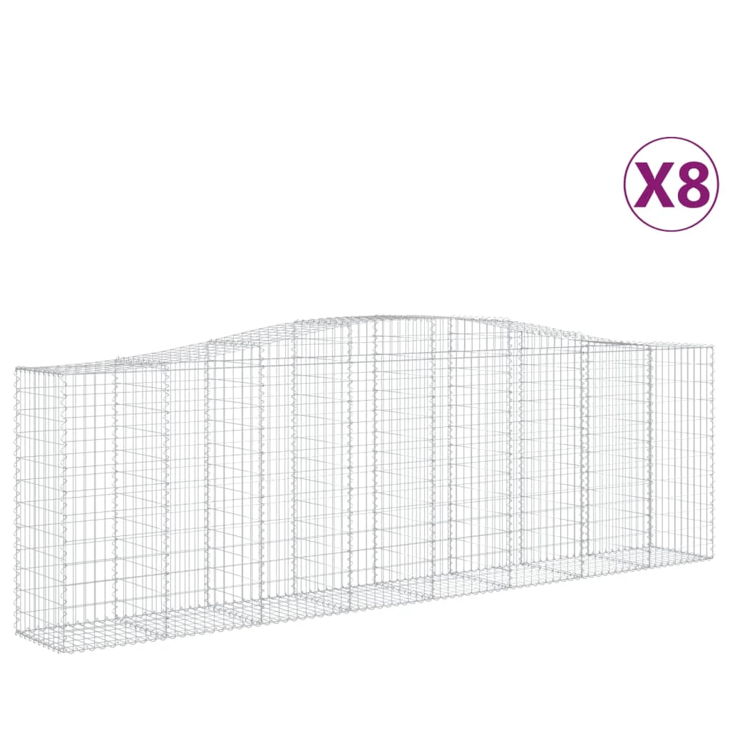 Set di 8 gabbioni ad arco per recinzioni a gabbia e muri di contenimento 400 x 50 x 120/140 cm ferro zincato argento 02_0041222