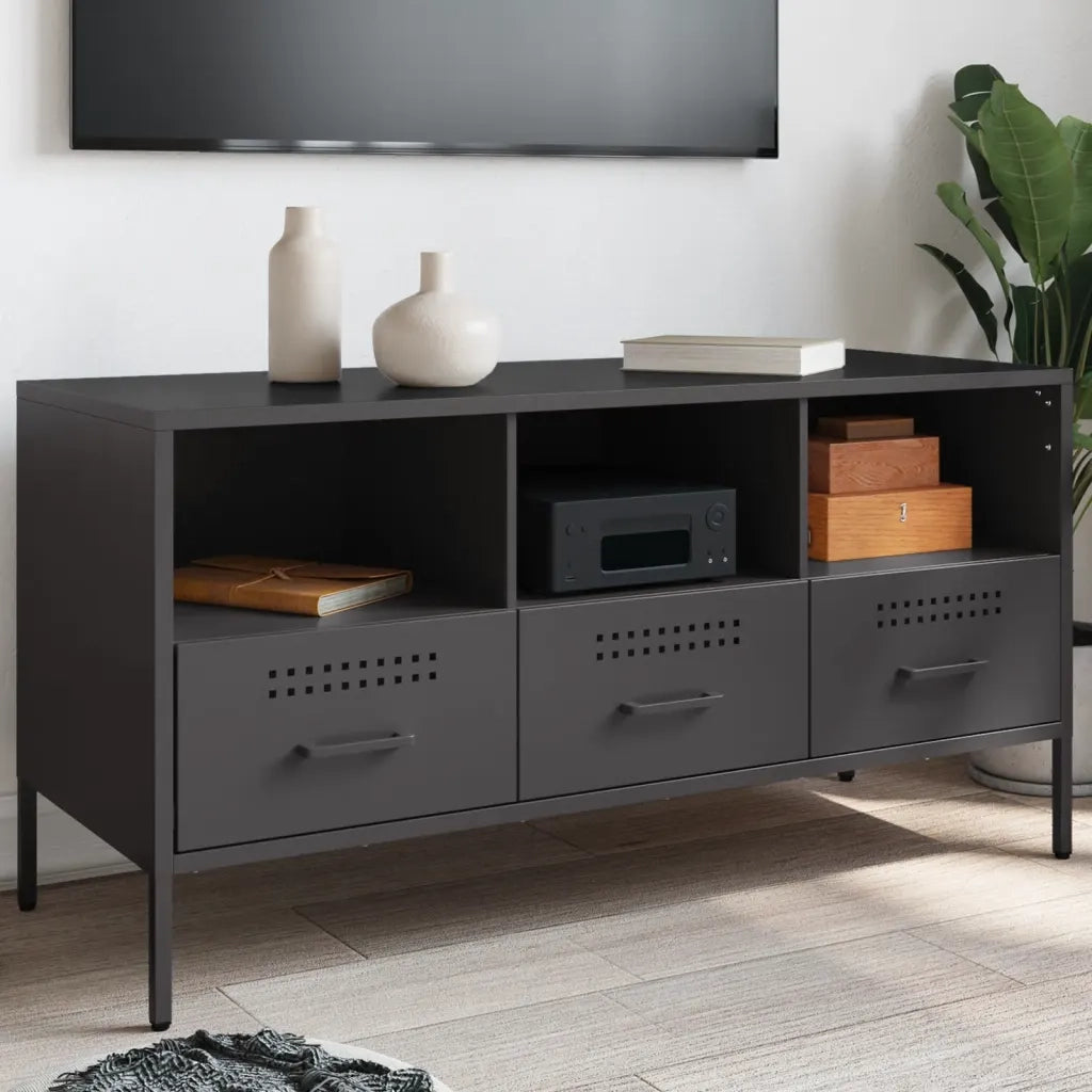 Mobile TV Nero 100,5x39x50,5 cm in Acciaio 843036