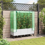 Vaso da Giardino con Copertura per Serra e Ruote 3 pz Bianco PP 3423070