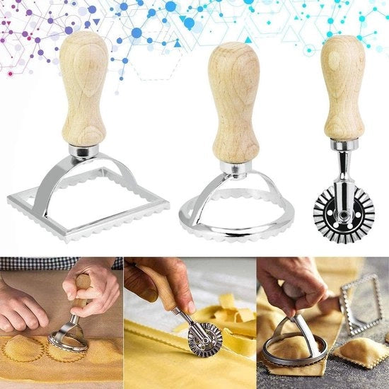 Taglieri per ravioli, zanne in acciaio inossidabile, forme per ravioli, set di 3 timbri per ravioli, diverse forme di ravioli