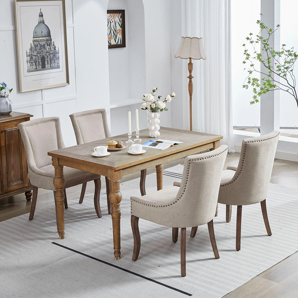 Set 2 sedie Ultra Side - Xylo - tessuto beige gambe legno