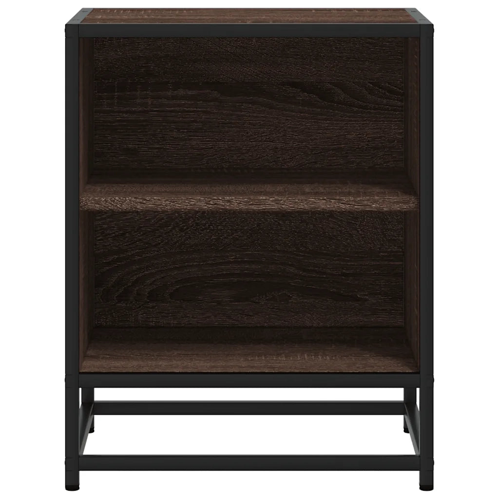 Comodini Rovere Marrone 2 pz-Set di 2 Tavolino da notte Legno Multistrato Metallo
