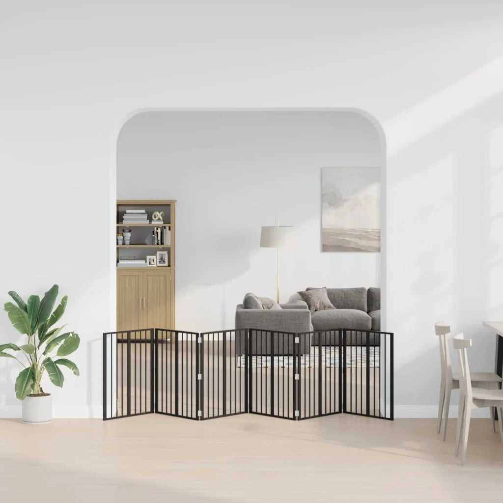 Cancello per cani 6 pz Nero 60 x 80 cm Acciaio zincato CFW7257302