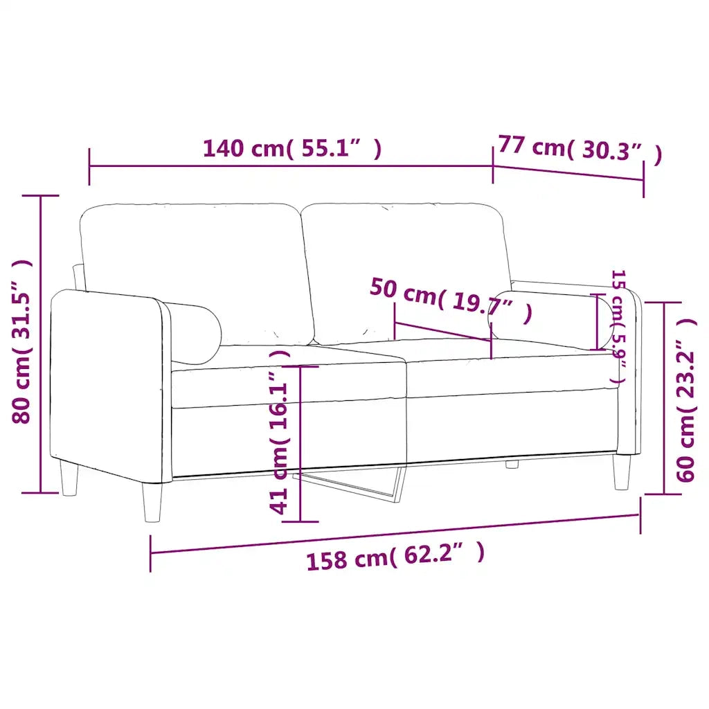 Divano | Divano da soggiorno | Sofa a 2 Posti con Cuscini Giallo 140 cm in Velluto