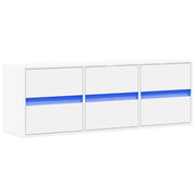 Mobile TV multimediale scaffale TV credenza mobile TV sala da pranzo soggiorno camera da letto mobile da parete con luci LED 130 x 31 x 45 cm bianco 02_0027857