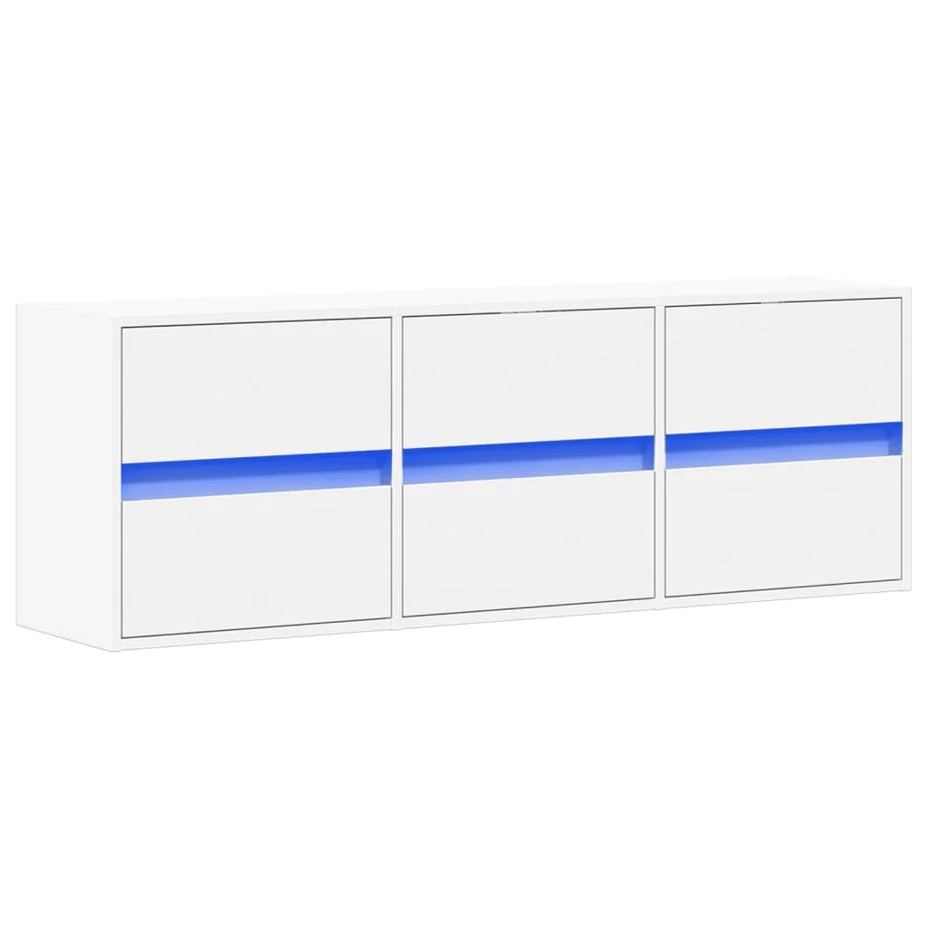 Mobile TV multimediale scaffale TV credenza mobile TV sala da pranzo soggiorno camera da letto mobile da parete con luci LED 130 x 31 x 45 cm bianco 02_0027857
