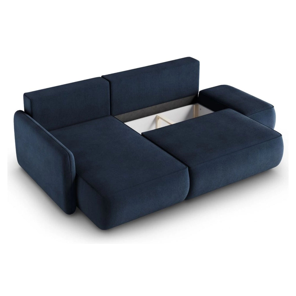 Rezzo, Divano Letto con Penisola Contenitore, 229x148 cm blu