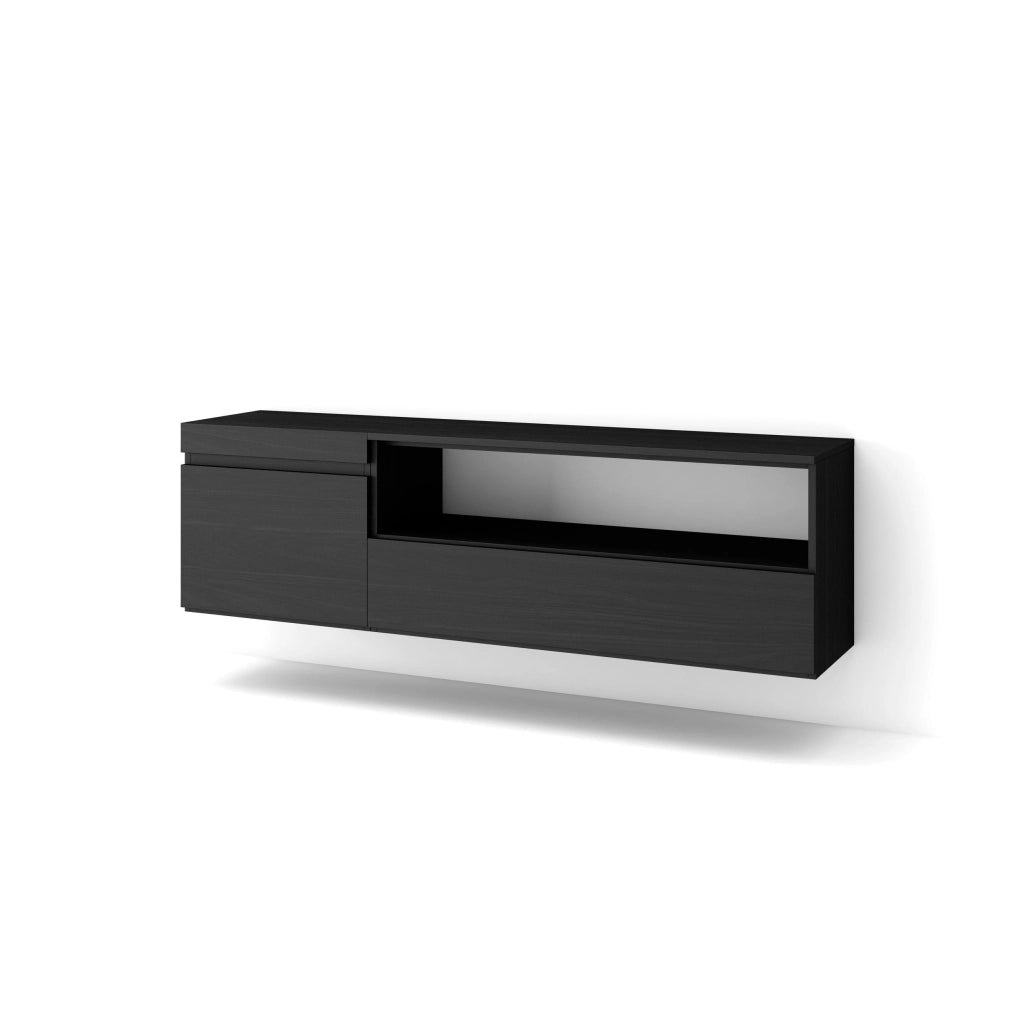 Mobile TV Soggiorno, 150x35x45cm, Per TV fino a 65", da appendere, Nero RF2483