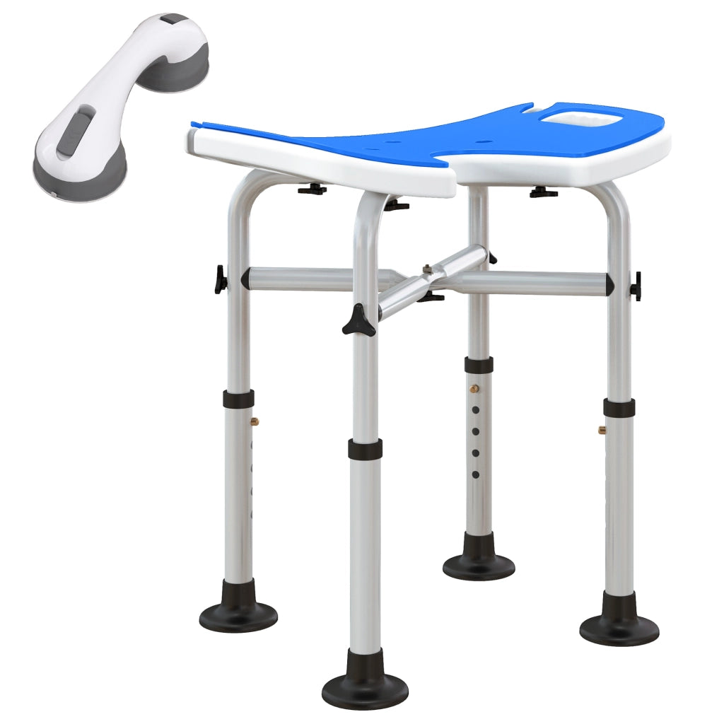 Sedia da doccia antiscivolo con maniglione ¨C zephmum ¨C Blu, regolabile