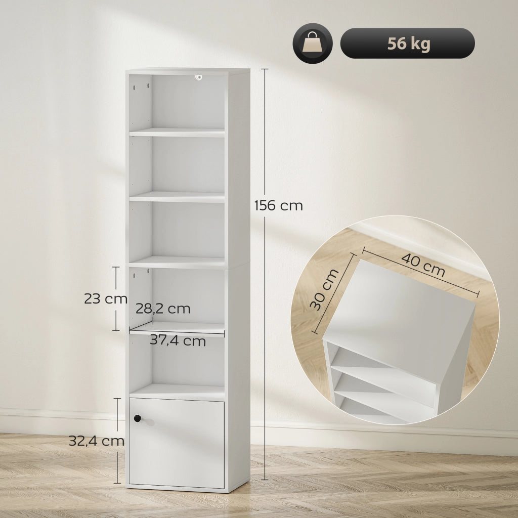 Libreria 6 ripiani con ante e scaffali regolabili ¨C Xylo ¨C Bianco 40x30x156 cm