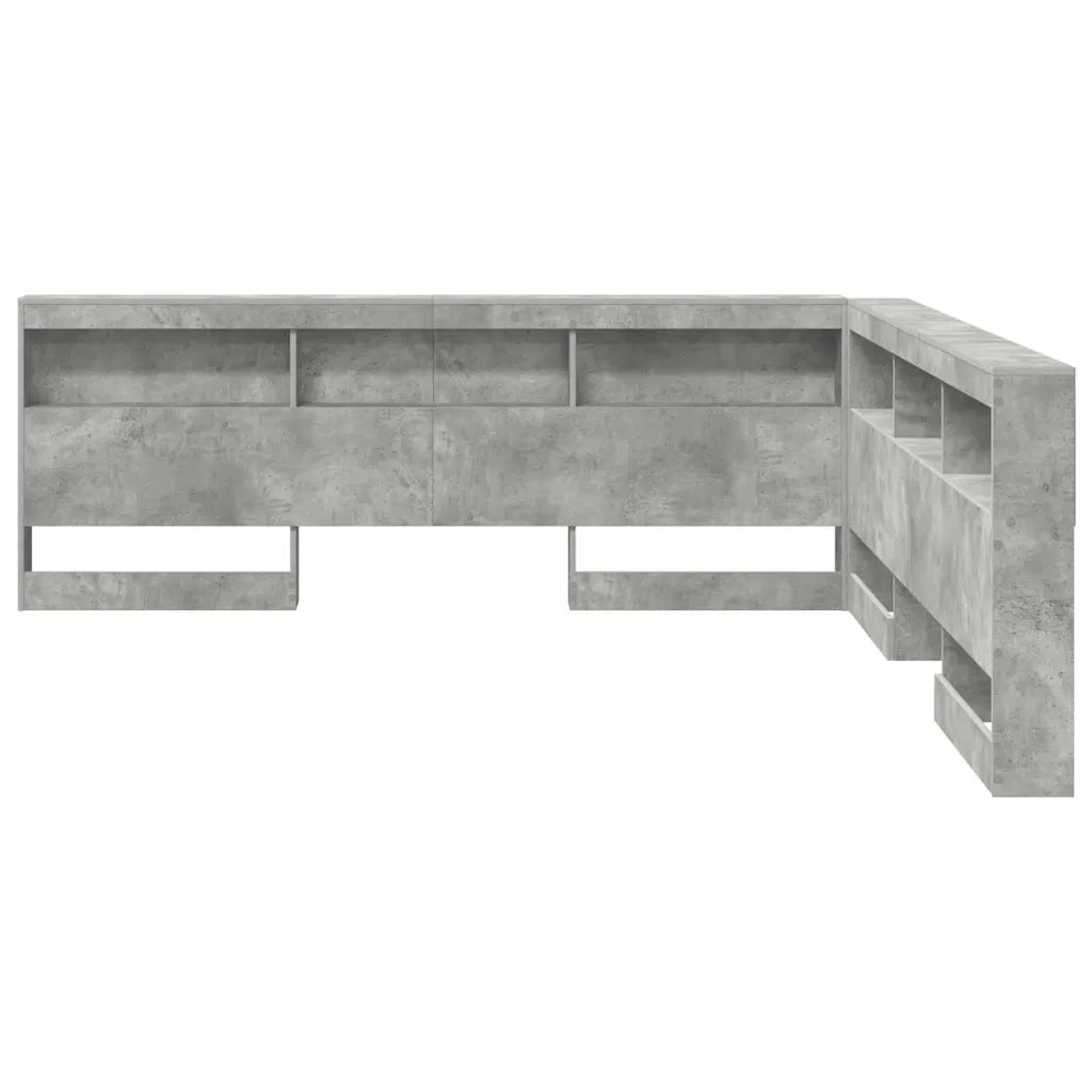 vidaXL Testata contenitore Grigio cemento 200 cm Legno multistrato