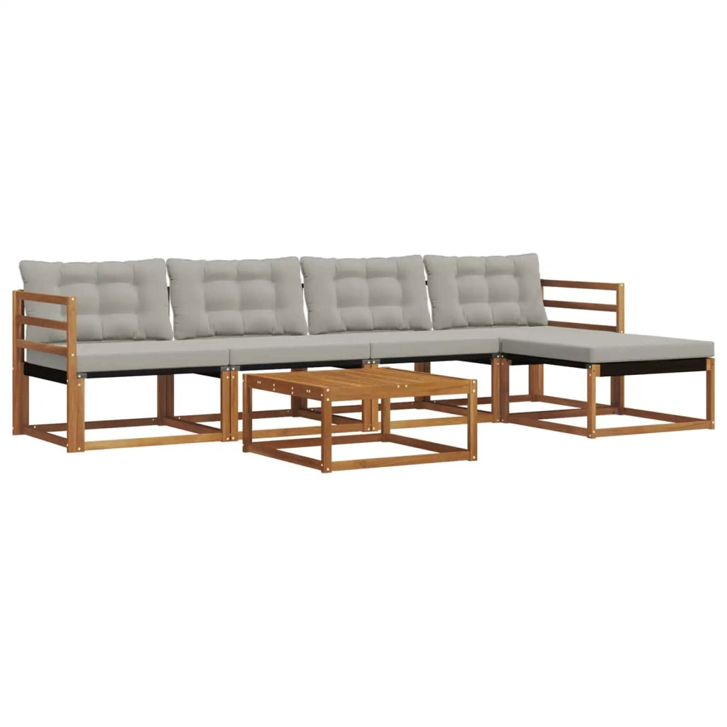 Set di divani da esterno 6 pcs Grigio Naturale e Chiaro